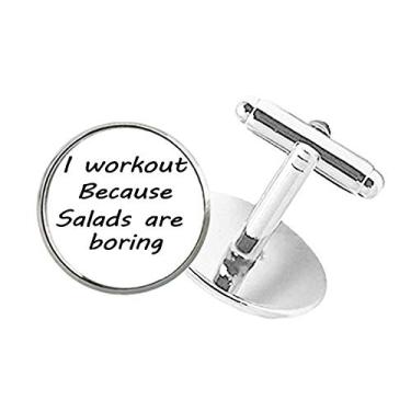 Imagem de DIYthinker Abotoaduras pretas em inglês para perder peso com citação de caligrafia e botão redondo