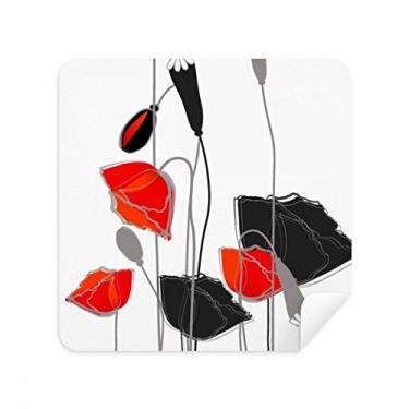 Imagem de Red Flowers Abstract Art Line Painting Corn Glasses Pano de limpeza de tela Tecido de camurça Pacote com 2