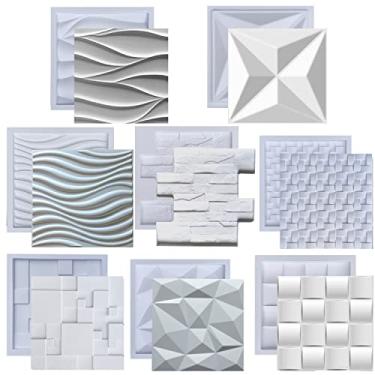 Imagem de Kit Formas de Gesso 3D e Cimento ABS Moldes pra Revestimento de Parede FDG Painel Decorativo