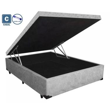 Imagem de Baú Casal Cinza Premium Suede  138x188x41