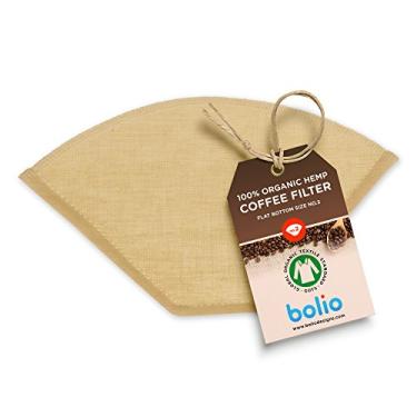 Imagem de Filtro de café Bolio Organic Hemp Cone – Reutilizável e Ótimo para fazer um café suave – sem plástico – Material ecológico resistente a bactérias, Natural Beige, No.2, 1