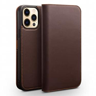 Imagem de GSYH Capa carteira para iPhone 13/13 Pro/13 Pro Max, capa flip de couro legítimo com slot para cartão de crédito Suporte de visualização à prova de choque TPU capas protetoras de TPU, marrom, 13pro max 17 cm