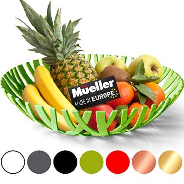 Imagem de Mueller Cesta de frutas, tigela de frutas europeias, suporte de frutas e legumes para balcoes, cozinha, bancada, decoracao de casa, visual de alta qualidade, verde