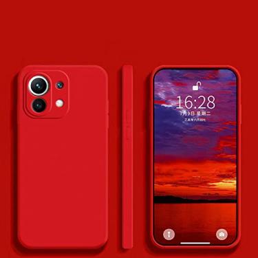 Imagem de para Mi 11 Mi11 Lite Ultra Pro Capa de telefone de silicone líquido quadrado para Xiaomi Mi 11 Ultra Mi11 Mi 11 Lite Mi 11t 11 T Mi11t Pro, vermelho, para Mi 11 Lite