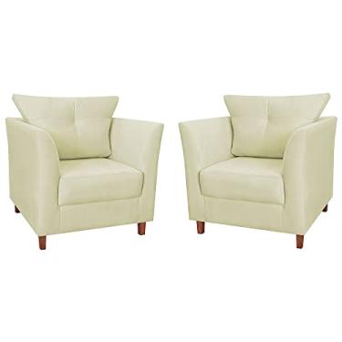 Imagem de Kit 02 Poltronas Decorativa Isis Pés de Madeira Suede Bege - DS Estofados