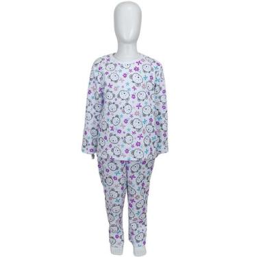 Imagem de Pijama Infantil Inverno Soft Conjunto Longo Urso Com Florzinha Lilás -