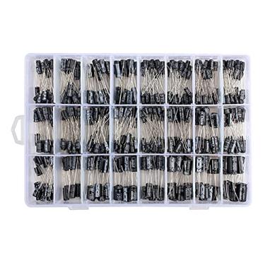 Imagem de Qudai 500pcs 24 valores Capacitor eletrolítico de alumínio Kit Assorted 10V 16V 25V 50V Capacitores eletrolíticos de metal Faixa 0.1uF － 1000uF com caixa de plástico NP