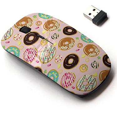 Imagem de Mouse sem fio 2.4G com design de padrão bonito para todos os laptops e desktops com nano receptor - padaria de donuts esmaltados
