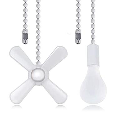 Imagem de Correntes de extensão de corrente de puxar para ventilador de teto com lâmpada decorativa e cabo de ventilador de 33,6 polegadas conjunto de corrente de puxador de ventilador de luz de teto (branco tinta)