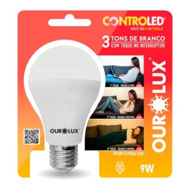 Imagem de Ourolux Controled 3 Tons Branco 9W 6.5K+4K+2.7K, Branca