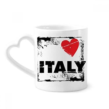Imagem de I Love Italy Word Love Heart Caneca quadrada de café cerâmica copo de coração de vidro