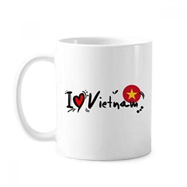 Imagem de I Love Vietnam Word Flag Love Heart Illustration Mug Cerâmica Coffee Porcelain Cup Tableware