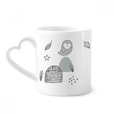 Imagem de Gaiola de pássaros de desenho animado grama padrão nórdico caneca café cerâmica copo de coração de vidro