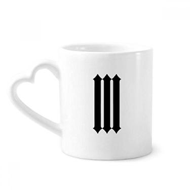 Imagem de Números romanos três em preto silhueta caneca café cerâmica copo de coração de vidro
