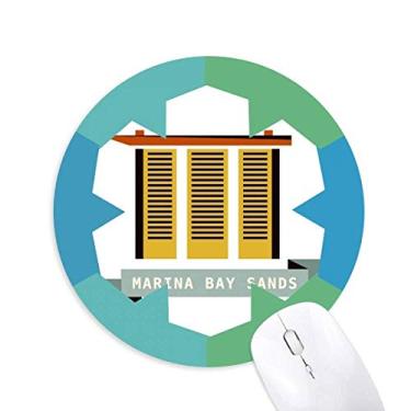 Imagem de DIYthinker Tapete de mouse Singapura Marina Bay Sands redondo borracha azul floco de neve