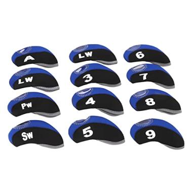 Imagem de 12 PCS Capas de Cabeça para Tacos de Golfe Capa Protetora para Cabeça de Tacos de Ferro para Tacos de Golfe (preto azul real)
