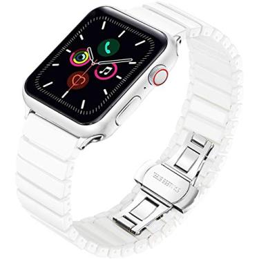 Imagem de MaKTech Pulseira de Elo Cerâmico para Apple Watch Série 11/10/9/8/7,SE 3/2/1 [2025] (42mm/41mm/40mm,Branco)