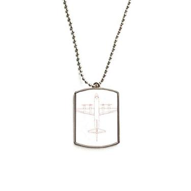 Imagem de Colar com pingente de placa de aço inoxidável com diagrama de armas de aeronaves