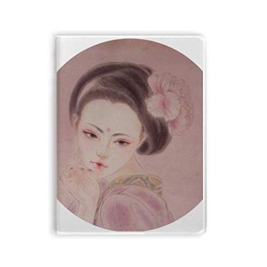Imagem de Caderno de pintura de beleza tradicional chinesa rosa capa de goma diário capa macia