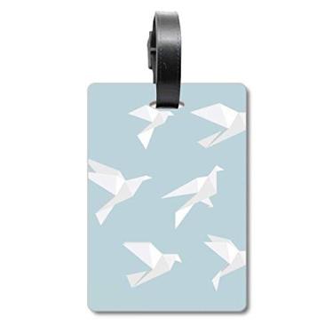 Imagem de Origami abstrato pombo geométrico bolsa de mala etiqueta etiqueta cartão de bagagem pendurado etiqueta