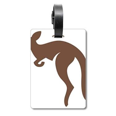 Imagem de Etiqueta de mala marrom estilo canguru com desenho da Austrália