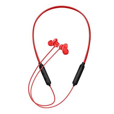 Imagem de Heave Fones de ouvido Bluetooth V5.0 sem fio magnético na nuca, fones de ouvido esportivos com cancelamento de ruído sem fio com som estéreo graves para esportes, trabalho, vermelho