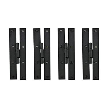 Imagem de Renovators Supply Manufacturing Dobradiças de armário H de 17,78 cm Dobradiça de armário de cozinha de ferro forjado preto com ferragens pacote de 4