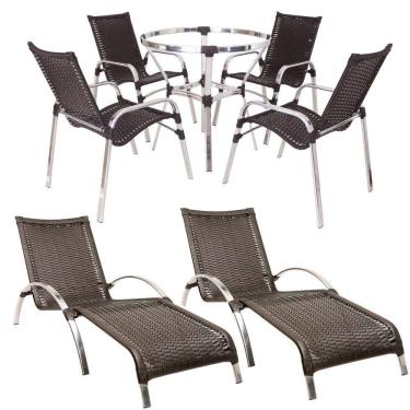 Imagem de Kit De Jogo de 4 Cadeiras e 2 Espreguiçadeiras Sem Mesa Trama 
