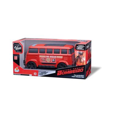 Imagem de Carro Brinquedo Perua Bombeiro Classic Van +3 Vermelho Orange Toys