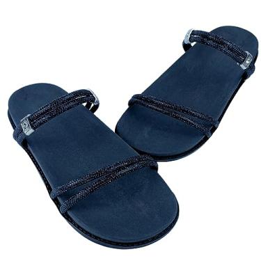 Imagem de Sandália Birken Papete Moda Feminina Chinelo Feminino Com Strass 01 (Preto, BR, Adulto, Numérico, 39)