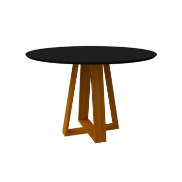 Imagem de Mesa de Jantar Redonda com Tampo de Vidro Vitoria Preta e Ype 117 cm