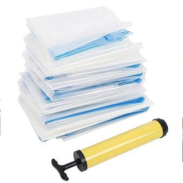 Imagem de Kit com 10 Sacos à Vácuo Edredom, Cobertor e Casaco 50 x 60cm + Bomba