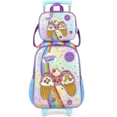 Imagem de Kit Mochila de Rodinhas Lancheira Luxcel Up4You Game Azul