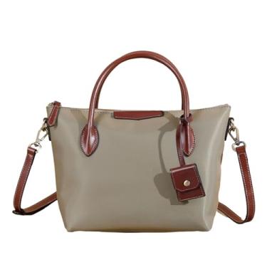 Imagem de Pasta e bolsas de nylon em couro genuíno para mulheres Bolsa de ombro Satchel com alça superior Bolsas de corpo cruzado para senhoras com alça ajustável (B)