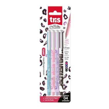Imagem de Caneta Esferográfica Holic Pets 0.7Mm Com 4 Canetas Tris