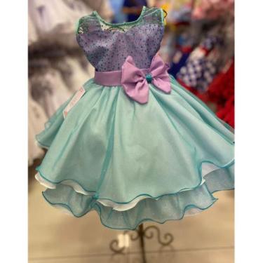 Imagem de Vestido Infantil Luxo De Festa Fantasia Princesa Sereia Ariel - Só Pri