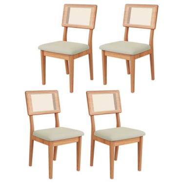 Imagem de Dalla Costa, Kit 4 Cadeiras Estofadas com Encosto de Tela Freijó em 100% MDF Cesare Escuro Dalla Costa