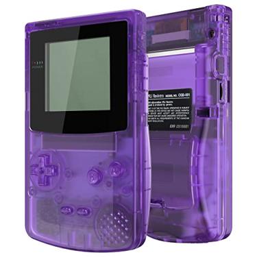 Imagem de IPS Ready Upgrade eXtremeRate Clear Atomic Purple Capa de substituição completa e lente de tela preta para Gameboy Color – Adequado para GBC OSD IPS e IPS regular e LCD padrão – Console e tela IPS sem