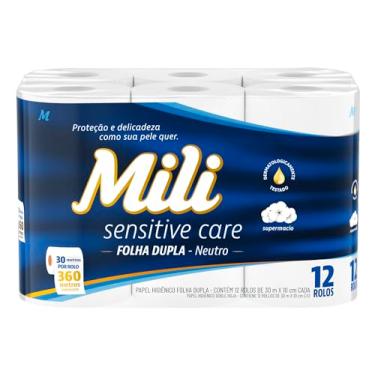 Imagem de Mili Papel Higiênico Sensitive Care 30m Folha Dupla Neutro - 12 rolos