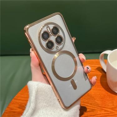 Imagem de Chapeamento claro caso magnético para huawei p50 p40 p30 mate 50 40 30 20 pro carga sem fio capa amortecedor macio, gd, para huawei mate40