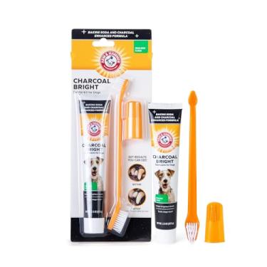 Imagem de Arm & Hammer Kit de hálito fresco para cuidados dentários para cães para animais de estimação | Inclui pasta de dente Arm & Hammer para cães e escova de dentes para cães | Kit de remoção de placa para cães, menta