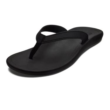 Imagem de OluKai Kapehe Women's Beach Sandal, Quick-Dry Flip-Flop Slides, Water Resistant & Modern Low Profile Design, All-Day Comfort Fit & Wet Grip Soles, Black/Black, 10