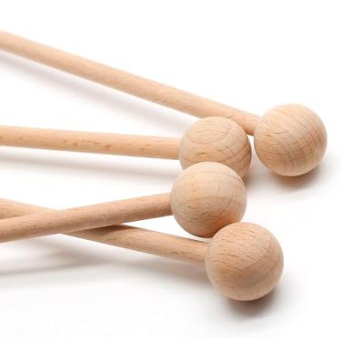 Imagem de Zorveiio Marretos de madeira Glockenspiel Xilofone, bastões Glockenspiel para tambor de sinos de xilofone Glockenspiel – 21 cm de comprimento (2 pares)