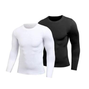 Imagem de Camiseta Proteção UVA UVB Kit Camisa Manga Longa Masculina Esportiva Alta Transpiração Macia-Masculino