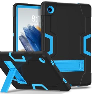 Imagem de SharkProten Capa para Samsung Galaxy Tab A8 10.5 2021, capa protetora resistente com suporte, capa para tablet à prova de choque antiarranhões, preto + azul