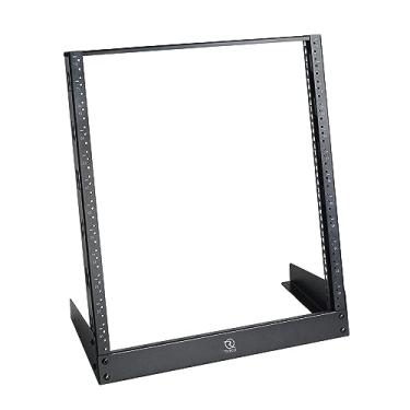 Imagem de RIVECO Rack de mesa 12U para dispositivos de áudio e rede 48 cm, prateleira aberta de 2 postes com feixe reforçado, suportes independentes para equipamento de gravação de música AV de som de servidor