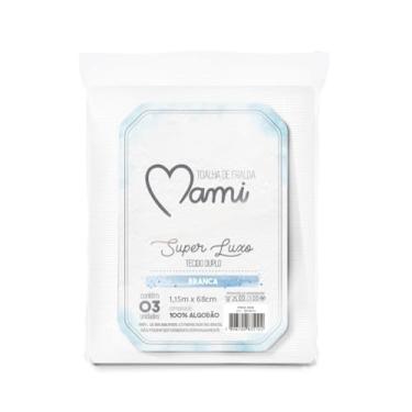 Imagem de Papi Textil Toalha de Fralda Super Luxo Mami c/Bainha Branca 1,15m x 68cm Contém 03 Un