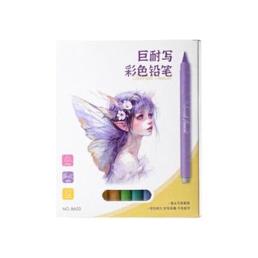 Imagem de Joucien Caixa com 12 lápis de cor apagáveis, caixa de 12 lápis de cor apagáveis, lápis de desenho colorido, 12 peças, caixa-HB