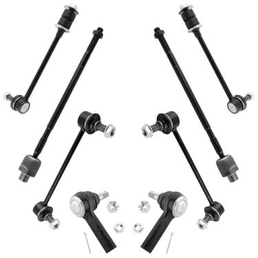 Imagem de MYSMOT EV396 ES3466 K90659 K80435 Barras estabilizadoras dianteiras e traseiras terminais de direção interna e externa para Nissan Pathfinder 1996-2004 Infiniti QX4 1997-2003, pacote com 8