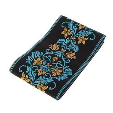 Imagem de Acabamento de renda de fita de seda dourada para artesanato e costura de fantasias, renda jacquard de 40 mm/1,57 polegadas em acabamento de tecido de algodão, borda de fita de renda bordada étnica -